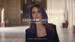 A woman with long, wavy hair is featured in a stylish black outfit, walking through a grand, softly lit interior. The text overlay reads "TRESOR MOMENTS WITH PENELOPE CRUZ," followed by the quote, "When I see pieces of art."