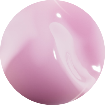 Sphere lisse de couleur rose clair avec un effet brillant, evoquant une texture cremeuse ou un vernis.