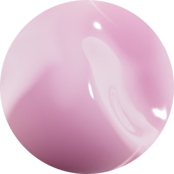 Sphere lisse de couleur rose clair avec un effet brillant, evoquant une texture cremeuse ou un vernis.
