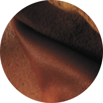 Texture de tissu en velours avec des nuances de brun et d'orange, soulignant sa douceur et sa chaleur.